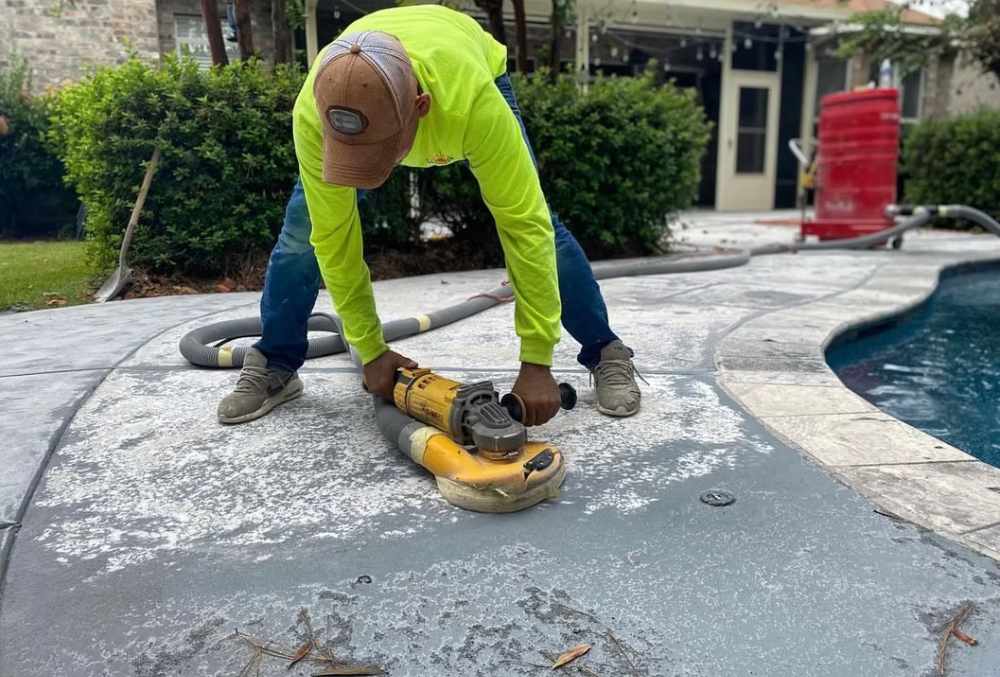 contractor working on a concrete surface
