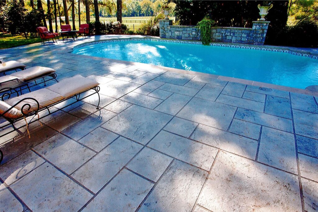 stamped concrete pool deck