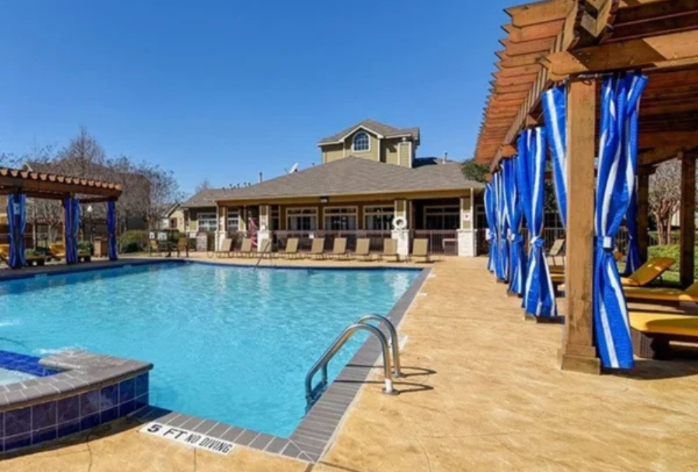 Pool deck coating installation in a Baton Rouge, Louisiana backyard